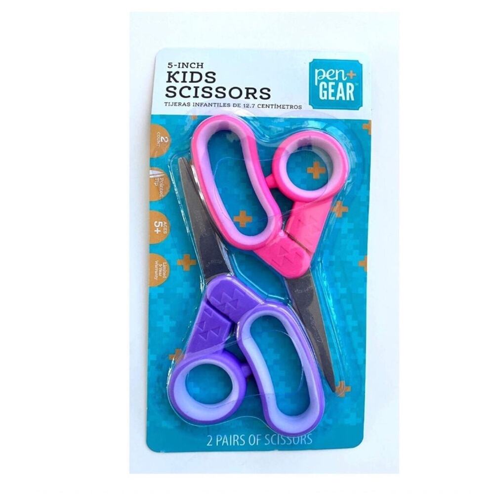 Pen + Gear 5 inch Kids Scissors, set of 2, pink/purple